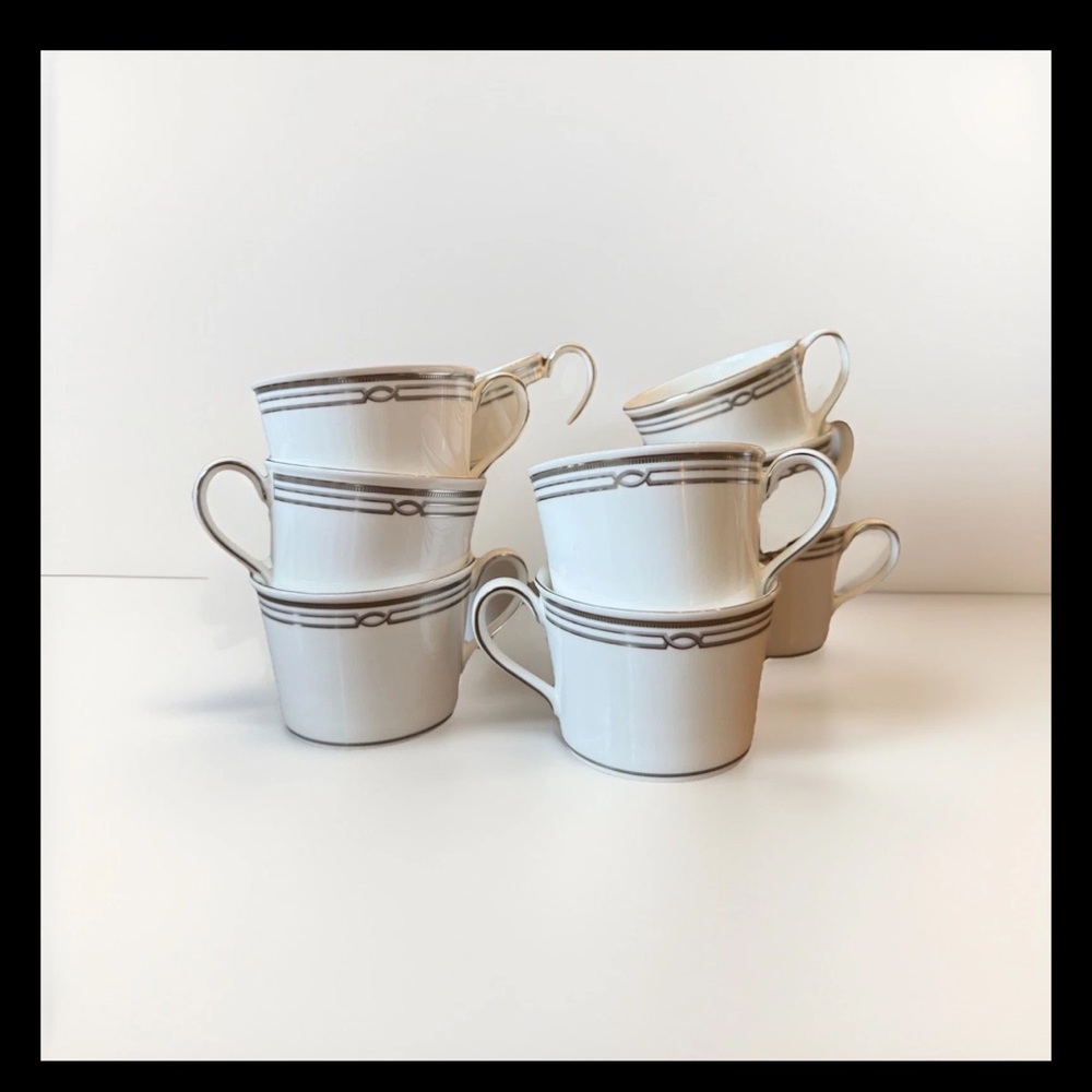 11 Marc Jacob’s Waterford Rene Tea Cups  White Silver Retired